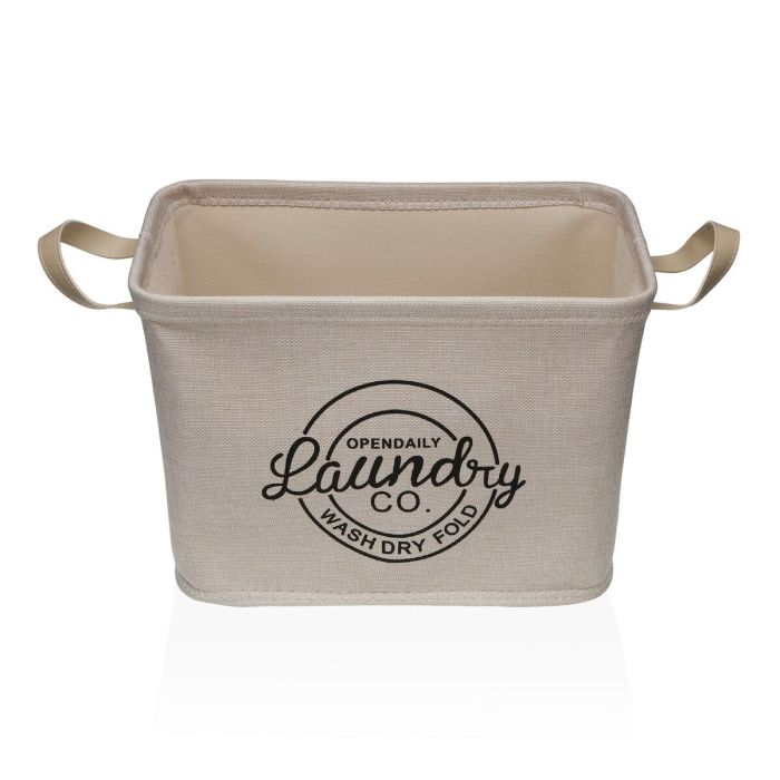Panier à linge Versa Crème Polyester PVC Métal EVA 38 x 25 x 26 cm