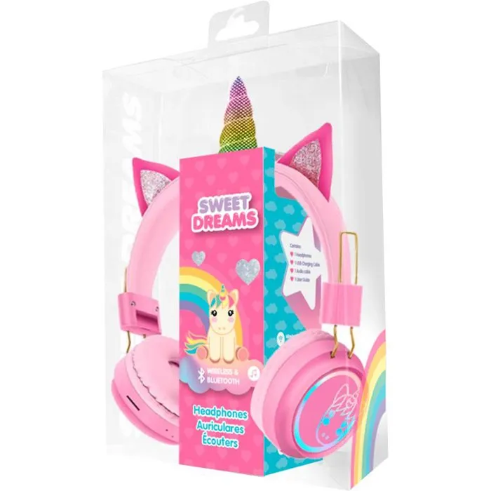Kids Licensing Sweet Dreams - Casque audio Bluetooth pour enfants avec éclairage LED, oreilles et corne de licorne amovibles - Autonomie 18h - À partir de 4 ans Kids Licensing Sweet Dreams - Casque audio Bluetooth pour enfants avec éclairage LED, oreilles et corne de licorne amovibles - Autonomie 18h - À partir de 4 ans