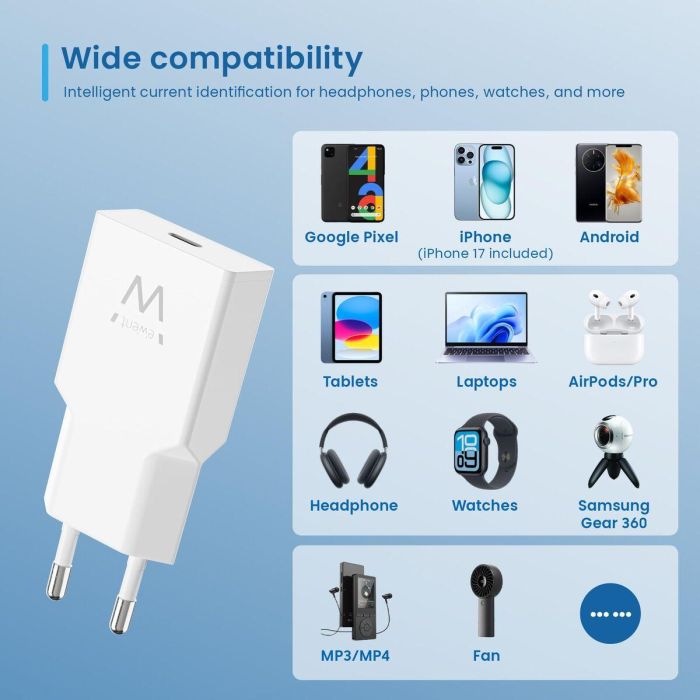 Chargeur mural Ewent EW1310 Blanc 20 W 6