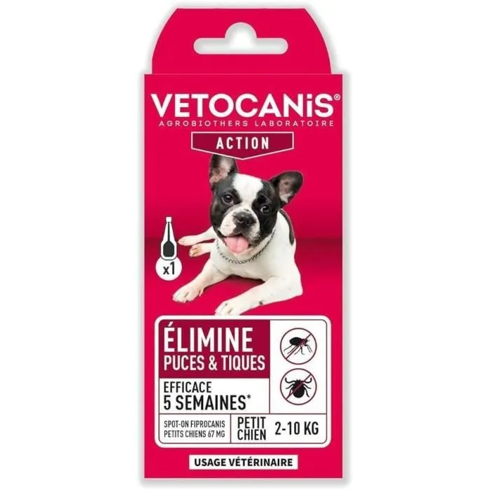Vetocanis Pipette Anti-Puces et Anti-Tiques Fipronil Spot-on pour Chiens de Petite Taille 0