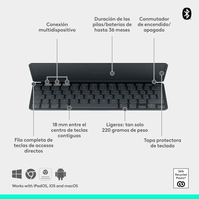 Clavier Bluetooth Logitech 920-013010 Graphite 11
