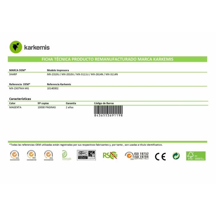 Toner original Karkemis MX-23GTMA Magenta 4