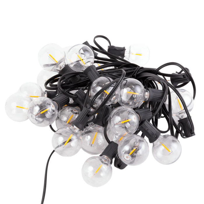 Guirlande Solaire 25 Ampoules LED G40 Blanc Chaud 9.5M HO-CAD-25-SOL-WW