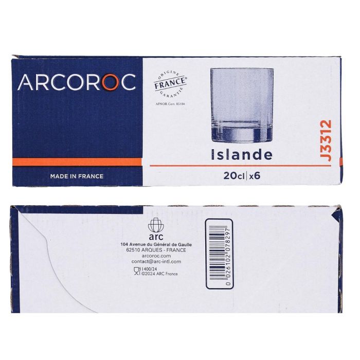 Caja 6 Vasos Bajos Vidrio Islande Arcoroc 20 cL 4 Caja 6 Vasos Bajos Vidrio Islande Arcoroc 20 cL 4