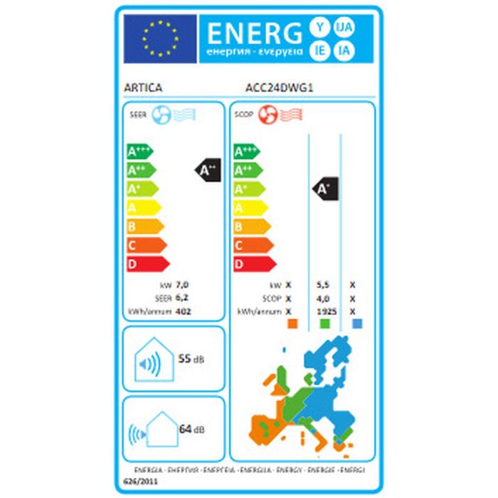 Air Conditionné pour Conduits Artica ACC24DWG1 Wi-Fi A++ 6800 W 1