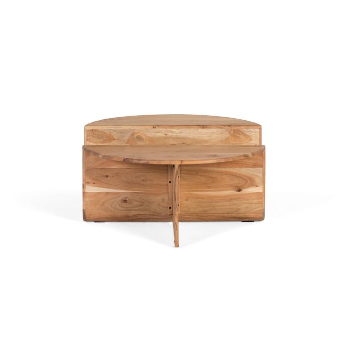 GINER Y COLOMER TAPA-1.6CM - Table basse ronde en bois d'acacia couleur naturelle avec revistero intégré et plateau à double niveau 1