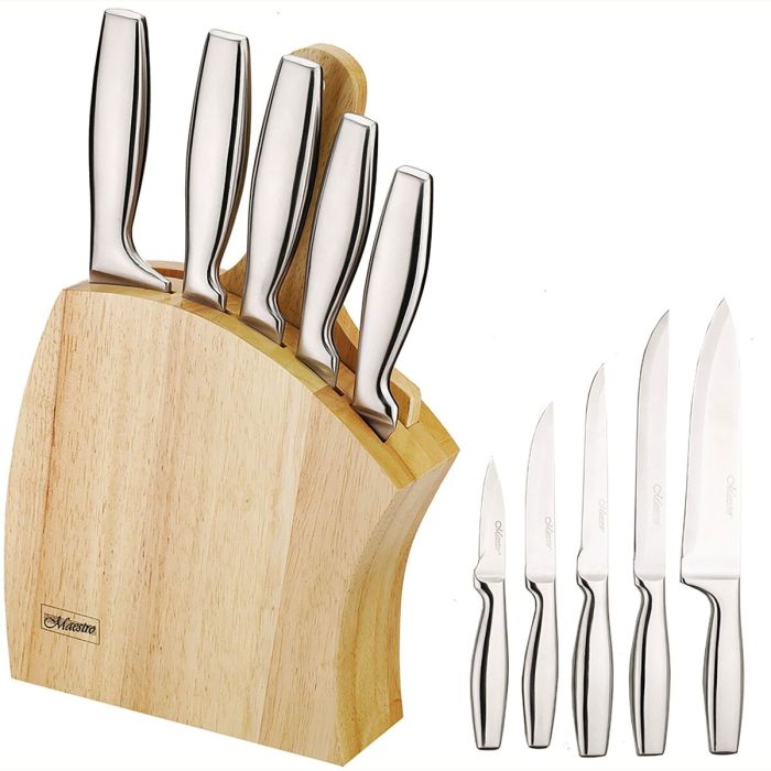 Ensemble de couteaux de cuisine et support Feel Maestro MR-1411 Bois 1 Ensemble de couteaux de cuisine et support Feel Maestro MR-1411 Bois 1