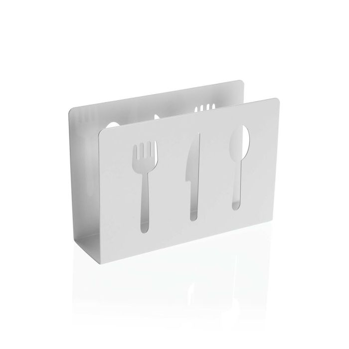 Porte-serviettes Versa Blanc Métal Céramique Acier Fer 4,5 x 10 x 15 cm Couverts