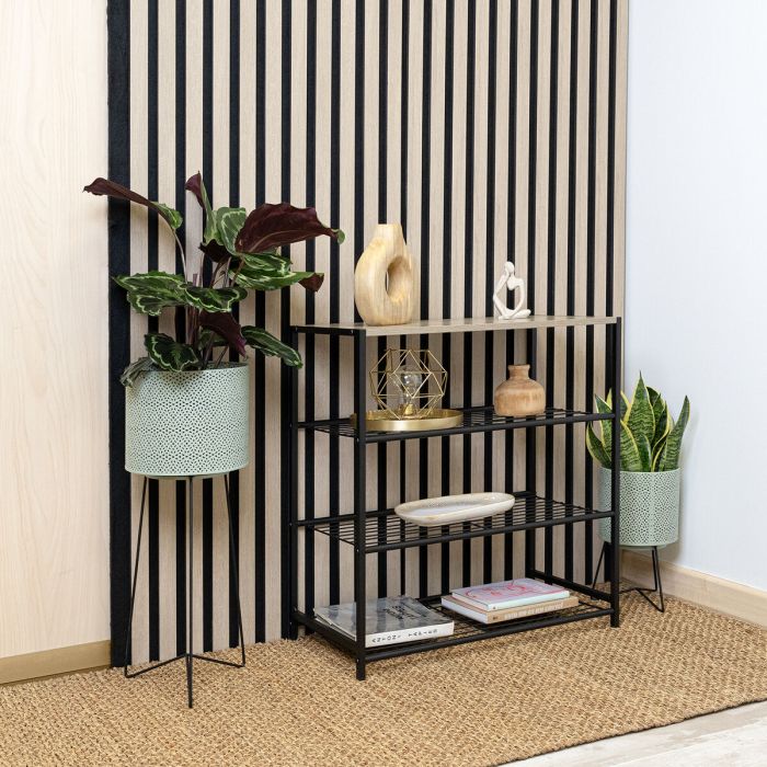 Pot de fleurs avec support Vinthera Moa Vert Métal 22 x 22 x 58 cm (4 Unités) 7