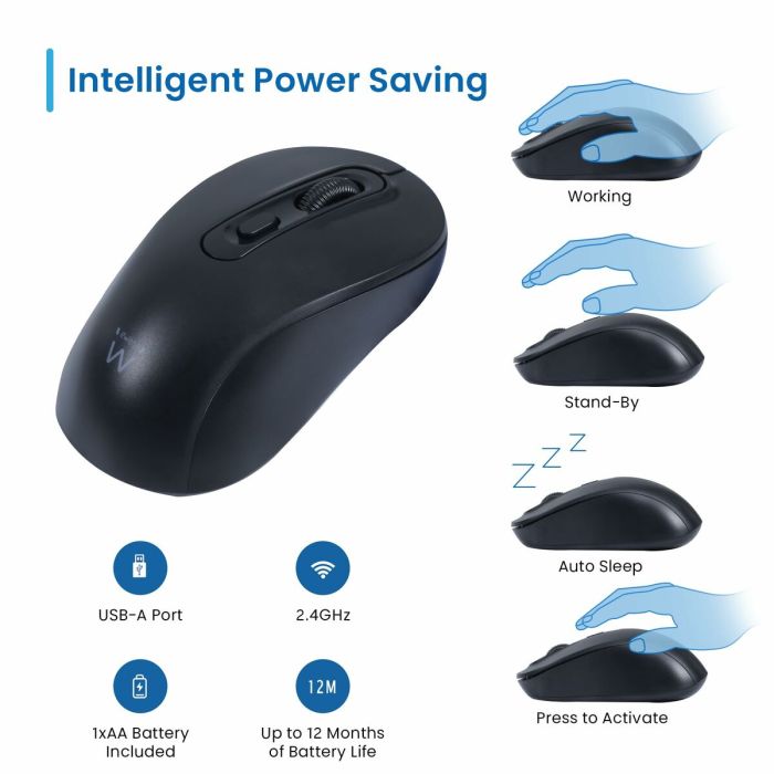 Souris Ewent EW3218 Noir 1600 dpi 1 Souris Ewent EW3218 Noir 1600 dpi 1