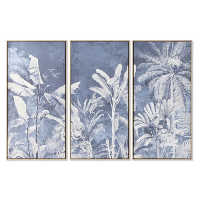 Toile Home ESPRIT Bleu Palmiers Tropical 180 x 4 x 120 cm (3 Pièces)