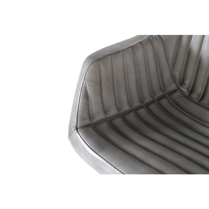 GINER Y COLOMER Chaise design en cuir gris rembourrée avec dossier inclinable - 4 pieds en métal noir - Dimensions (HxLxl) : 84x61x52 cm 5