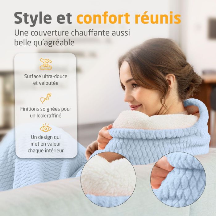 Couverture chauffante reversible - MEDISANA - HB 415 - 120 W - 9 réglages - 180 x 130 cm - Bleu 4 Couverture chauffante reversible - MEDISANA - HB 415 - 120 W - 9 réglages - 180 x 130 cm - Bleu 4