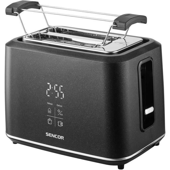 SENCOR STS 0600BK Grille-pain 2 Fentes avec Ecran LED Tactile, Fonctions Réchauffer/Annuler/Décongeler, Brunissage Uniforme, Noir SENCOR STS 0600BK Grille-pain 2 Fentes avec Ecran LED Tactile, Fonctions Réchauffer/Annuler/Décongeler, Brunissage Uniforme, Noir