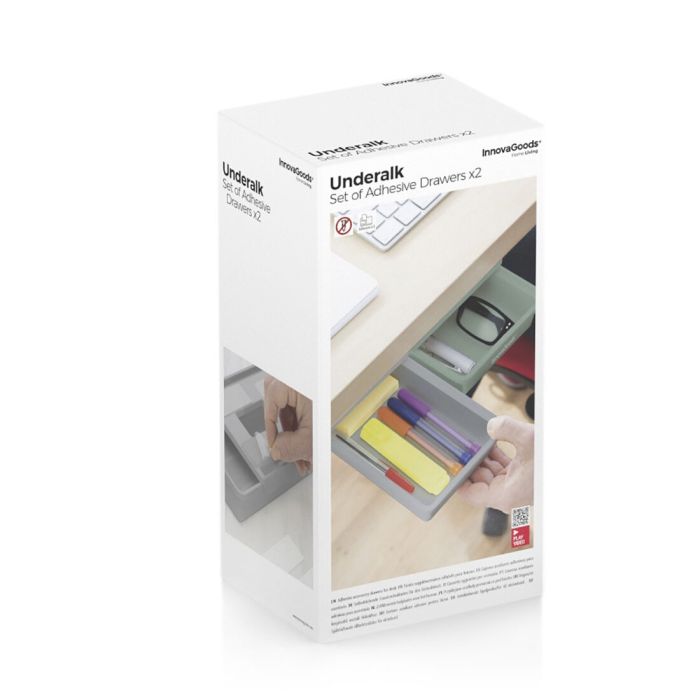 Jeu de Tiroirs Auxiliaires Adhésifs pour le Bureau Underalk InnovaGoods Pack de 2 unités 1