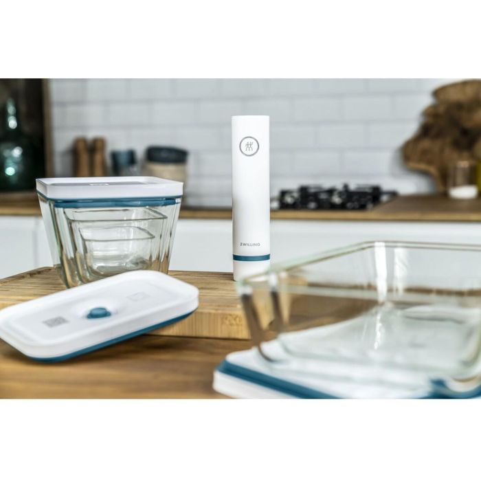 Zwilling 36815-014-0 - Machine de mise sous vide pour aliments avec conteneurs en verre, pompe USB, étanchéité sous vide, bleu, sans BPA