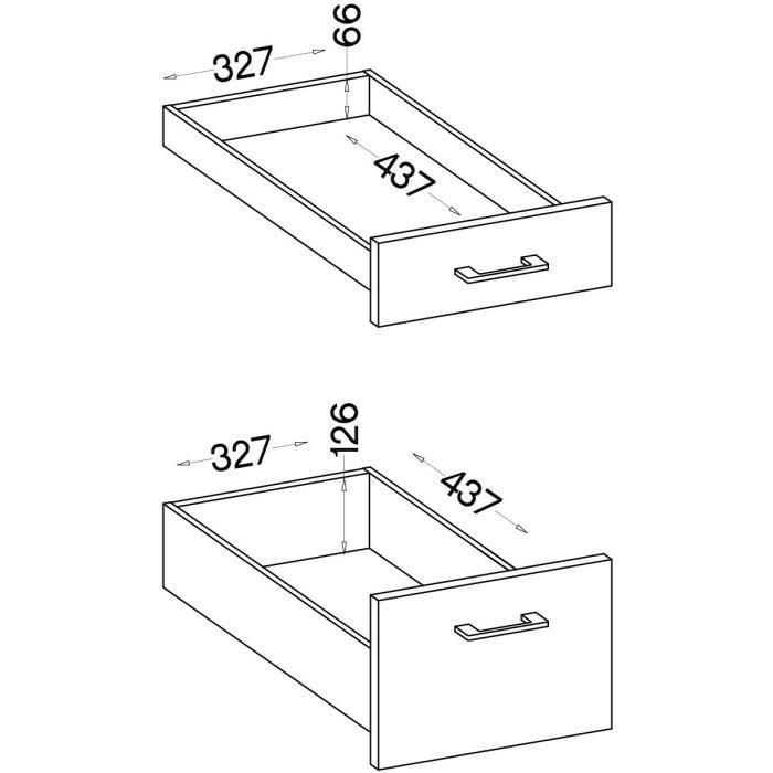 MODENA - Meuble bas casserolier - 3 tiroirs - 40 x 52 x 82 cm - Chene artisan / Noir mat - Plan de travail non inclus 3 MODENA - Meuble bas casserolier - 3 tiroirs - 40 x 52 x 82 cm - Chene artisan / Noir mat - Plan de travail non inclus 3