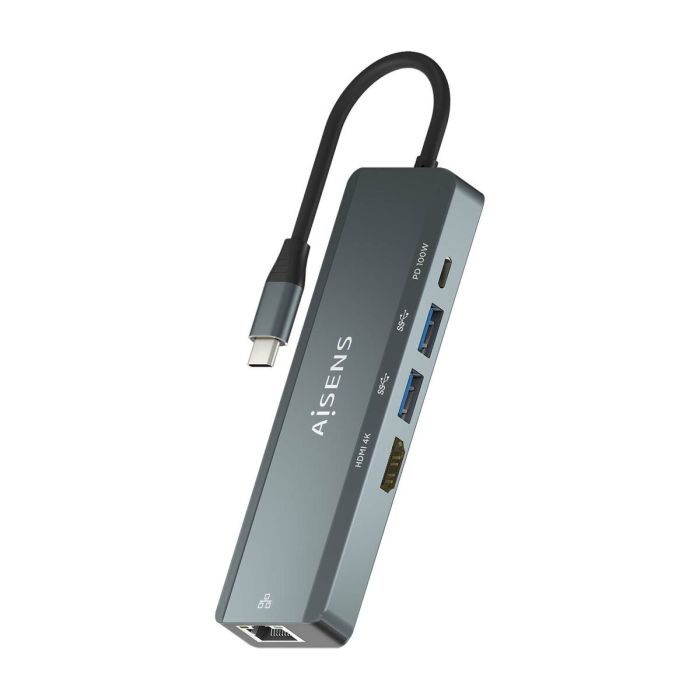 Hub USB Aisens ASUC-5P011-GR Gris (1 Unité) 1