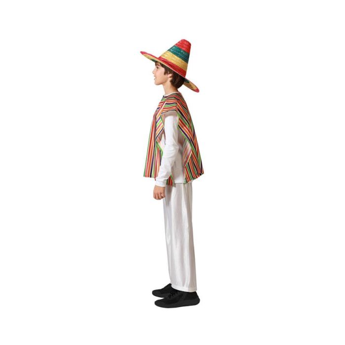 Déguisement Mexicain Enfant Clair, Poncho et Pantalon en Polyester, Taille 10-12 Ans, Multicolor - Déguisement de Carnaval et Fête Thème Pays du Monde