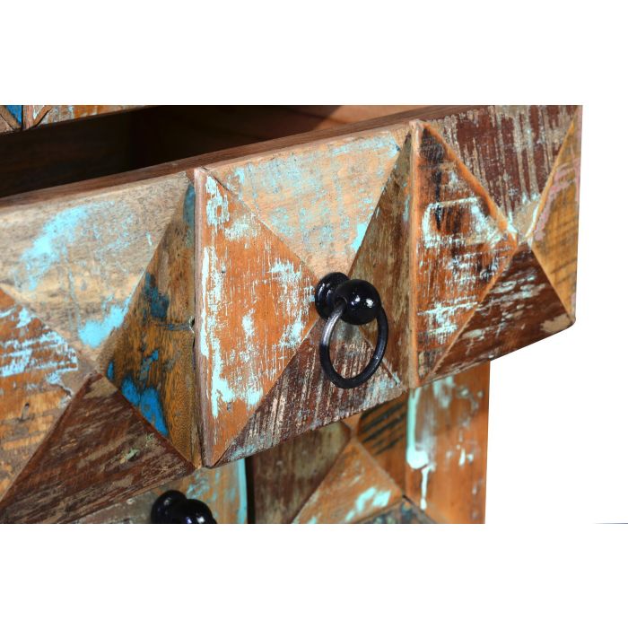 GINER Y COLOMER - Table de chevet 3 tiroirs en bois massif recyclé multicolore - Collection Diamante - 60x50x40 cm 3 GINER Y COLOMER - Table de chevet 3 tiroirs en bois massif recyclé multicolore - Collection Diamante - 60x50x40 cm 3