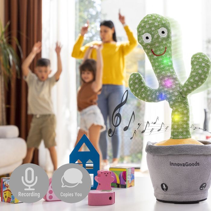 Cactus Dansant et Parlant Rechargeable avec Musique et LED Multicolore Cacxi InnovaGoods
