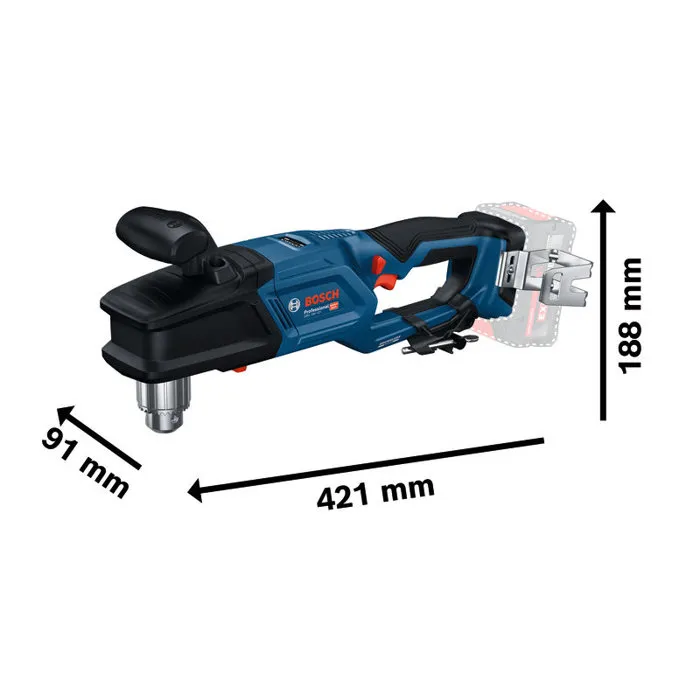 Bosch Professional GRD 18V-127 Perceuse d'angle sans fil 18V (Sans batterie) pour métal et bois jusqu'à 127 mm - Compatible AMPShare