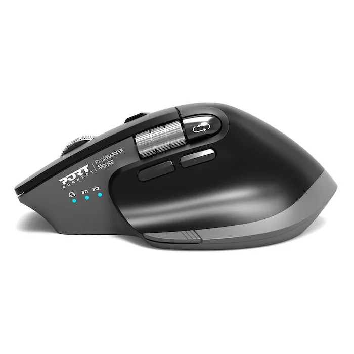 Port Designs Souris sans fil ULTIMATE 910203, Bluetooth et 2.4 GHz, rechargeable, ergonomique, gris - Pour productivité professionnelle Port Designs Souris sans fil ULTIMATE 910203, Bluetooth et 2.4 GHz, rechargeable, ergonomique, gris - Pour productivité professionnelle