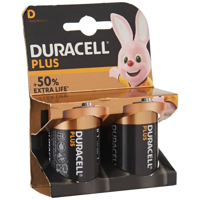 Piles Alcalines LR20 DURACELL Plus Power D 1