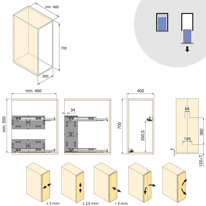Emuca Chariot extractible Harmony avec fermeture à amortie, Module largeur 400mm hauteur 700mm, Acier et Bois, Gris anthracite 9 Emuca Chariot extractible Harmony avec fermeture à amortie, Module largeur 400mm hauteur 700mm, Acier et Bois, Gris anthracite 9