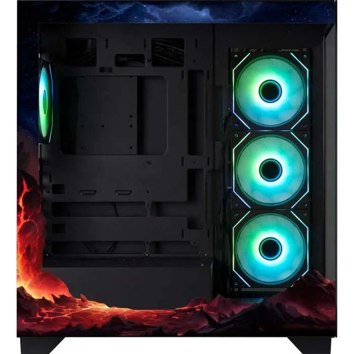 Bitfenix CETO Premium Volcano - Boîtier PC Moyen Tour ATX - 4 Ventilateurs 120mm A-RGB - Façade et côté en verre trempé - USB Type-C - Noir