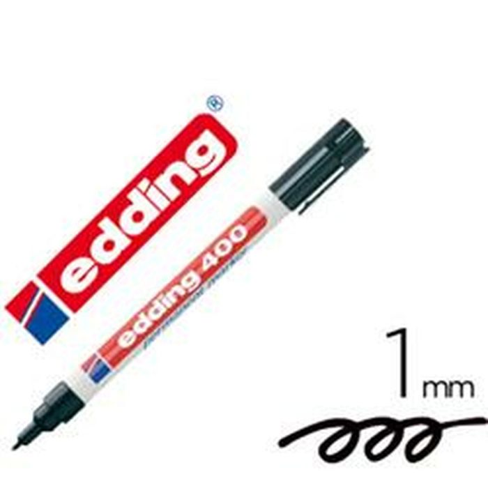 Marqueur permanent Edding 400-01 Noir 1 mm (10 Unités) 2