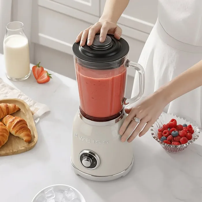 SWEISS Blender Vintage MXV8 1000 W - Bol 1,5 L avec 6 Lames - Vitesses + Mode Pulse - Puissant pour Smoothies, Glace Pilée (Beige) SWEISS Blender Vintage MXV8 1000 W - Bol 1,5 L avec 6 Lames - Vitesses + Mode Pulse - Puissant pour Smoothies, Glace Pilée (Beige)