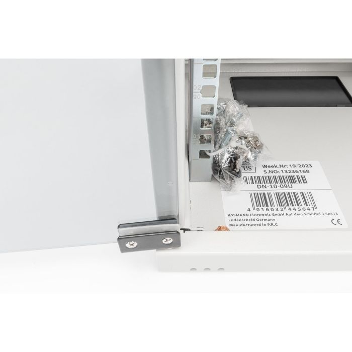 DIGITUS Wandschrank Compact 9HE 254mm 10" Glastür grau 4