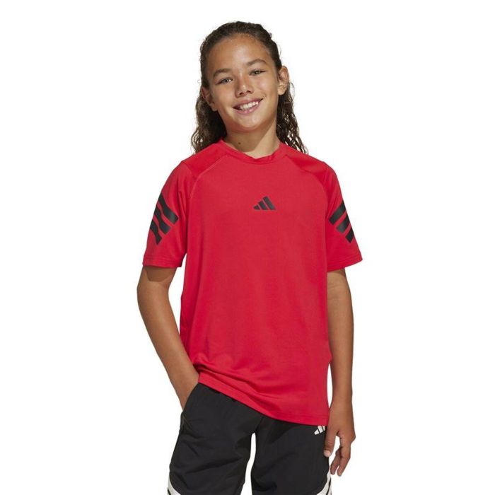 T shirt à manches courtes Enfant Adidas All Sports Noir Rouge S 4