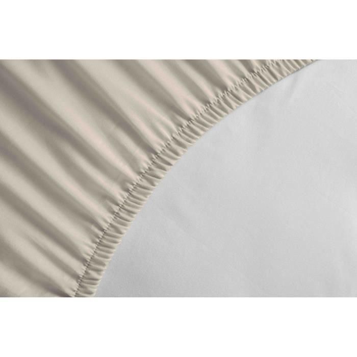 Drap housse - HOME LINGE PASSION - HP72115 - Microfibre 82 g - 140 x 190 cm - Bonnet 30 cm - Beige ivoire 2