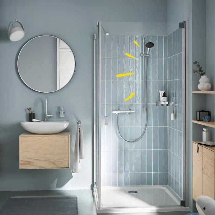 Ensemble de douche avec pommeau 1 jet, barre 90cm et flexible - GROHE Vitalio Start 110 26953001 - Economie d'eau - Chromé 1 Ensemble de douche avec pommeau 1 jet, barre 90cm et flexible - GROHE Vitalio Start 110 26953001 - Economie d'eau - Chromé 1