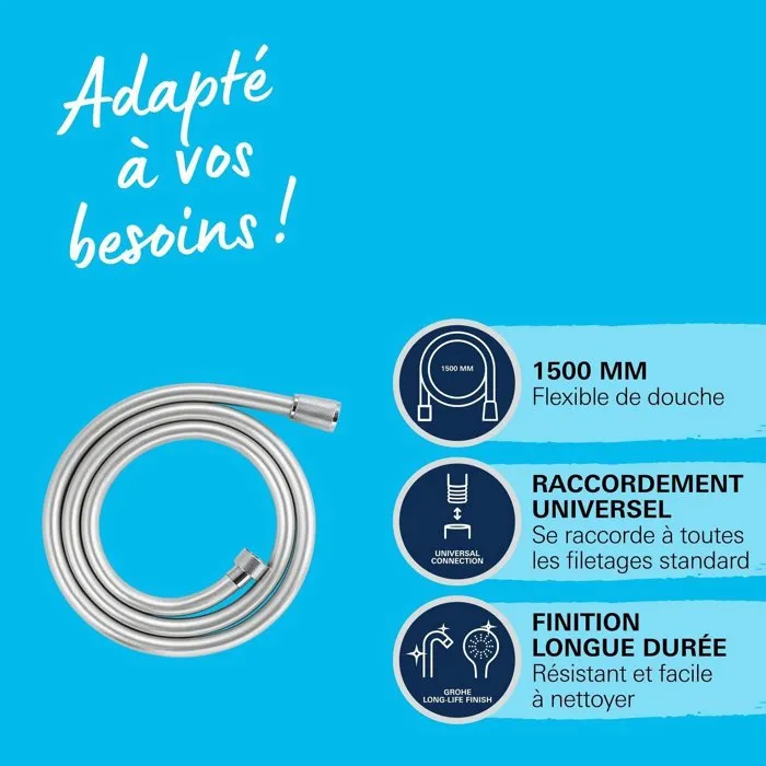 Grohe VitalioFlex 27505001 Flexo de ducha 1,5m Antitorsión Cromo 3 Grohe VitalioFlex 27505001 Flexo de ducha 1,5m Antitorsión Cromo 3