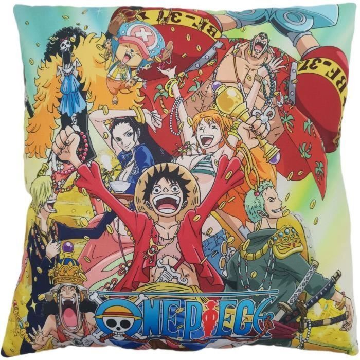One Piece Coussin Double Face Luffy et sa Tripulation Microfibre Carré 40x40 cm AABAE57943