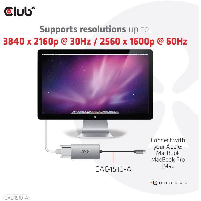 Club3D Adapter USB 3.2 Typ C > DVI-D HDCP Off aktiv St/Bu 6