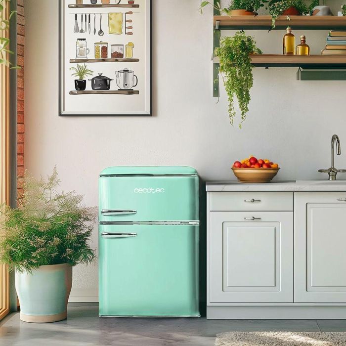 Réfrigérateur combiné Cecotec 86L vert Bolero CoolMarket 2D Origin Classe E LED rétro 10