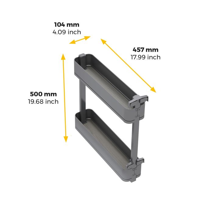 Emuca Porte-bouteilles latéral extractible Harmony avec fermeture amortie, Module largeur 150mm hauteur 700mm, Acier et Bois, Gris anthracite 9