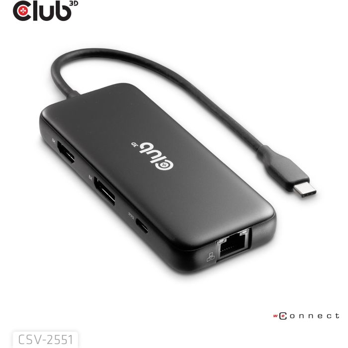Club3D USB-C 8in1-HUB >DP1.4/HDMI2.0/USB-C/LAN 8K30Hz PD100W 4
