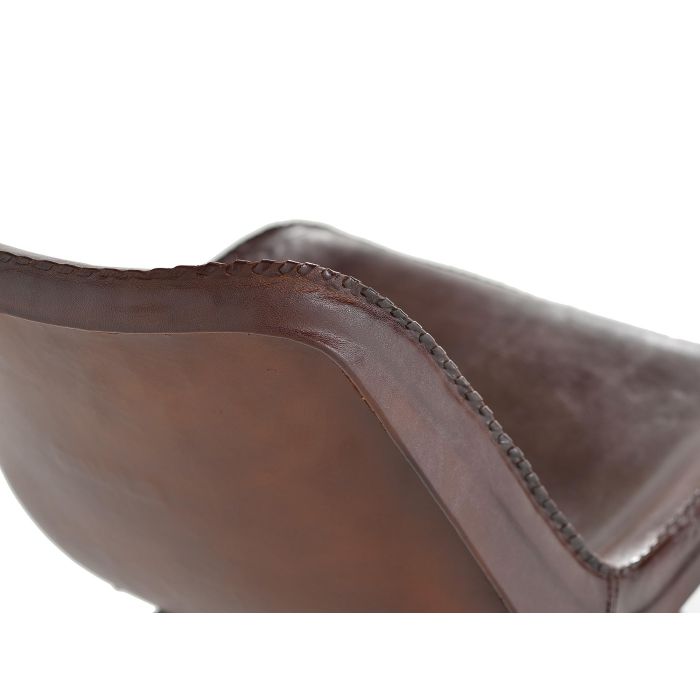 GINER Y COLOMER Chaise Style Industriel en Cuir Naturel et Métal - Dimensions (HxLxP) : 83 x 45 x 54 cm - Brun et Noir 4