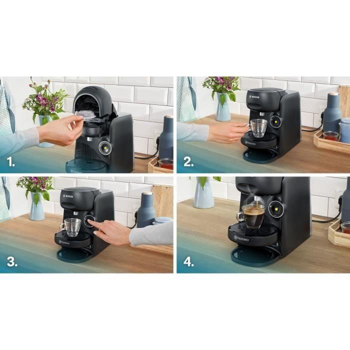 Bosch TASSIMO T16 Finesse - Machine à café et boissons chaudes 1400 W noir, fonction IntensityBoost, réservoir 0.7L, nettoyage automatique, plastique recyclé