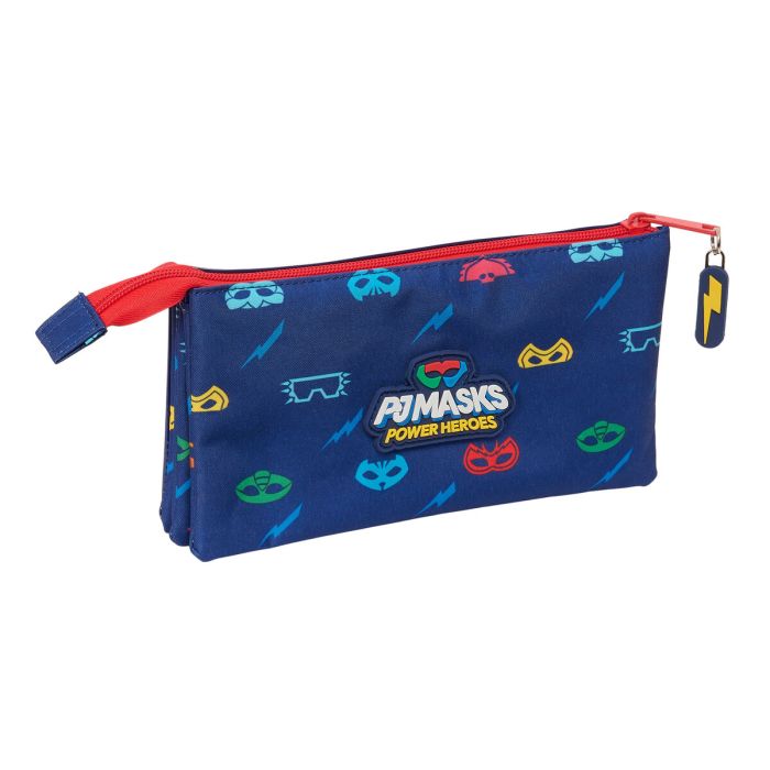 Trousse Fourre-Tout Triple PJ Masks Ready Blue marine 22 x 12 x 3 cm 2