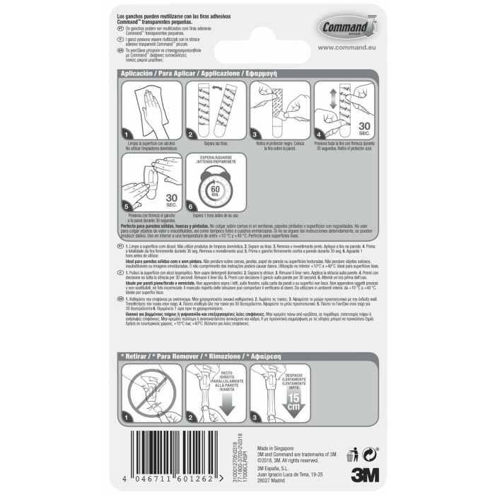 Crochet pour suspendre 3M 225 g Transparent Plastique (6 Unités) 6