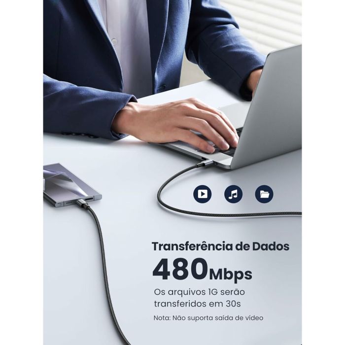 Câble USB vers Lightning Ugreen 70427 Noir Argenté 1 m 3