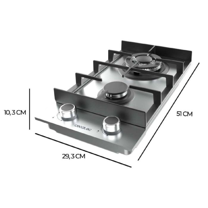 Cecotec Plaque gaz 2 feux Bolero Squad G 2400F 5200W Inox fonte triple couronne 3 Cecotec Plaque gaz 2 feux Bolero Squad G 2400F 5200W Inox fonte triple couronne 3