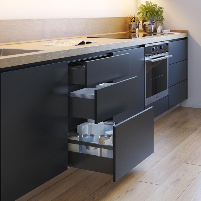 Emuca Tiroir extérieur Vertex 40kg, hauteur 131mm, profondeur 450mm, Acier, Gris antracite 3