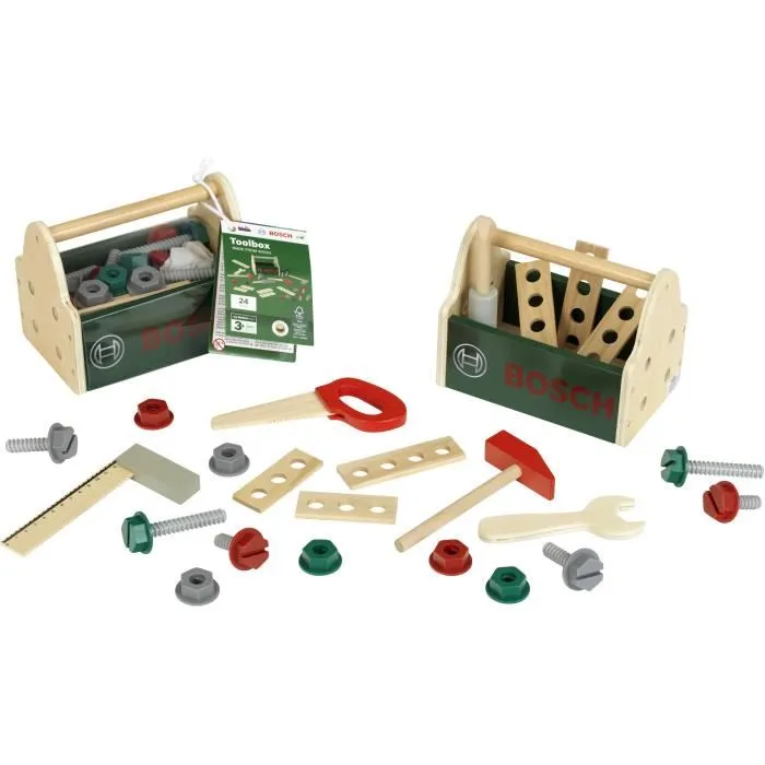 Bosch KLEIN - KLEIN 8161 - Caisse à outils en bois FSC avec 23 accessoires pour enfant à partir de 3 ans - Dimensions 18 x 12 x 14.5 cm Bosch KLEIN - KLEIN 8161 - Caisse à outils en bois FSC avec 23 accessoires pour enfant à partir de 3 ans - Dimensions 18 x 12 x 14.5 cm